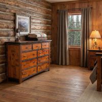 Rustic Dresser: Some lifestyle images are created with AI for visualization purposes. Crafted from natural solid wood, each piece is unique and will vary.
