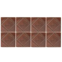 4" Square Diamond Oil Rubbed Bronze Hammered Copper Tile