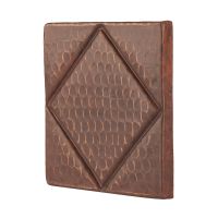 4" Square Diamond Oil Rubbed Bronze Hammered Copper Tile