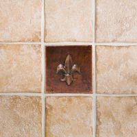 4" Square Fleur De Lis Oil Rubbed Bronze Hammered Copper Tile
