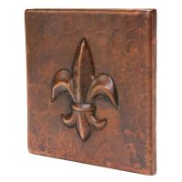 4" Square Fleur De Lis Oil Rubbed Bronze Hammered Copper Tile Packages