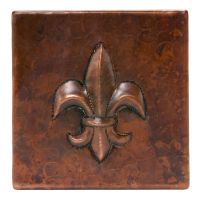 4" Square Fleur De Lis Oil Rubbed Bronze Hammered Copper Tile Packages
