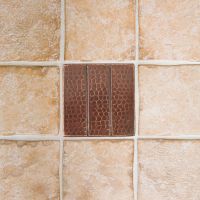 4" Square Linear Oil Rubbed Bronze Hammered Copper Tile