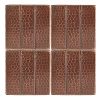 4" Square Linear Oil Rubbed Bronze Hammered Copper Tile Packages