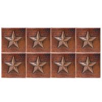 4" Square Star Oil Rubbed Bronze Hammered Copper Tile Package