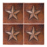4" Square Star Oil Rubbed Bronze Hammered Copper Tile Package