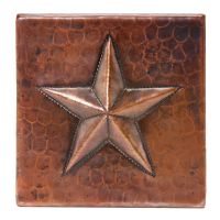4" Square Star Oil Rubbed Bronze Hammered Copper Tile