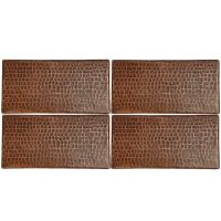 4" x 8" Rectangular Oil Rubbed Bronze Hammered Copper Tile