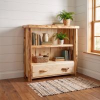 Rustic Bookcase: Some lifestyle images are created with AI for visualization purposes. Crafted from natural solid wood, each piece is unique and will vary.