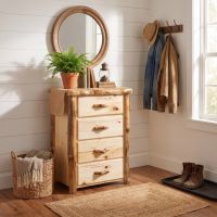 Chest of Drawers: Some lifestyle images are created with AI for visualization purposes. Crafted from natural solid wood, each piece is unique and will vary.