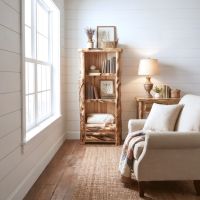 Rustic Bookcase: Some lifestyle images are created with AI for visualization purposes. Crafted from natural solid wood, each piece is unique and will vary.