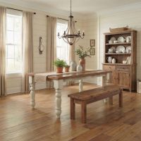 Rustic Dining Bench: Some lifestyle images are created with AI for visualization purposes. Crafted from natural solid wood, each piece is unique and will vary.