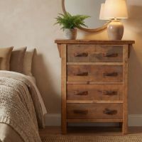 Barn Wood Chest: Some lifestyle images are created with AI for visualization purposes. Crafted from natural solid wood, each piece is unique and will vary.