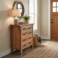 Barn Wood Chest: Some lifestyle images are created with AI for visualization purposes. Crafted from natural solid wood, each piece is unique and will vary.