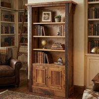 Barn Wood Bookcase: Some lifestyle images are created with AI for visualization purposes. Crafted from natural solid wood, each piece is unique and will vary.