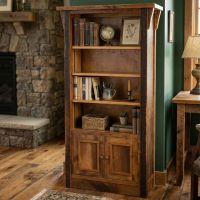 Barn Wood Bookcase: Some lifestyle images are created with AI for visualization purposes. Crafted from natural solid wood, each piece is unique and will vary.