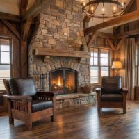 Upholstered Barn Wood Chair: Some lifestyle images are created with AI for visualization purposes. Crafted from natural solid wood, each piece is unique and will vary.