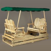 Deluxe Rustic Double Glider with Green Canopy (table removed)