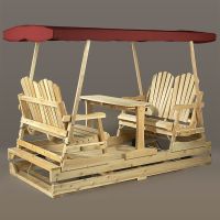 Deluxe Rustic Double Glider with Brown Canopy (with table)