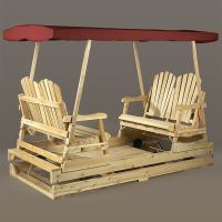 Deluxe Rustic Double Glider with Brown Canopy (table removed)