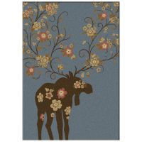 Moose Blossom Blue Rug - 5 x 8 & 8 x 11