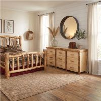 Rustic Log Dresser: Some lifestyle images are created with AI for visualization purposes. Crafted from natural solid wood, each piece is unique and will vary.