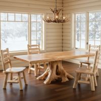 Cedar Dining Table: Some lifestyle images are created with AI for visualization purposes. Crafted from natural solid wood, each piece is unique and will vary.