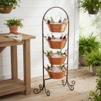 Copper Tub Storage Stand: Some lifestyle images are created with AI for visualization purposes. Crafted from natural solid wood, each piece is unique and will vary.