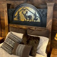 Barnwood Deer Silhouette Headboard