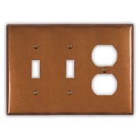 Antique 2 Toggle 1 Outlet Copper Switch Plate