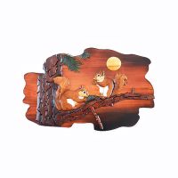 Nutty Squirrels in Pine Tree Rustic Wood Art - Freeform