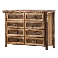 Yosemite Aspen & Barnwood 8 Drawer Log Dresser--Clear finish, Light aspen, Standard logs