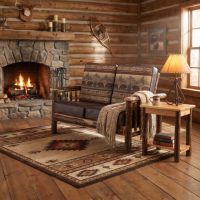 Rustic Loveseat: Some lifestyle images are created with AI for visualization purposes. Crafted from natural solid wood, each piece is unique and will vary.