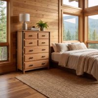 Hickory Chest of Drawers: Some lifestyle images are created with AI for visualization purposes. Crafted from natural solid wood, each piece is unique and will vary.