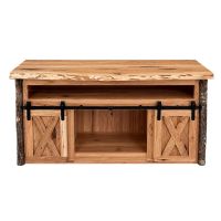 Saranac Hickory Barn Door TV Stand with Closed Doors