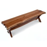 Live Edge Natural Wood Bench - Black Walnut