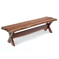 Live Edge Natural Wood Bench - Black Walnut
