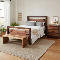 Hardwood Bench: Some lifestyle images are created with AI for visualization purposes. Crafted from natural solid wood, each piece is unique and will vary.