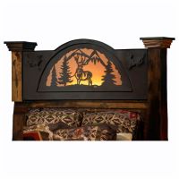 Barnwood Deer Silhouette Backlit Headboard