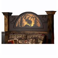 Barnwood Moose Silhouette Backlit Headboard