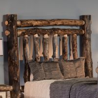 Beaver Creek Aspen Double Log Headboard--Dark aspen, Clear finish, Straight top log
