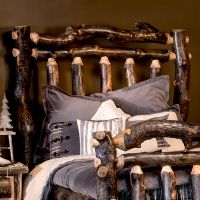 Beaver Creek Aspen Double Log Headboard--Dark aspen, Clear finish, Curvy top log