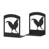 Wrought Iron Rooster Book Ends