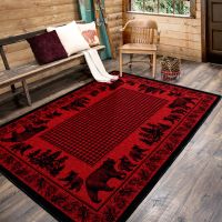 Bear Family Rug - Red