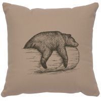 Bear On A Log Image Decor Pillow - Alabaster Cotton