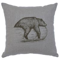 Bear On A Log Image Decor Pillow - Gray Linen