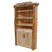 Beartooth Aspen Legacy Corner Log Cabinet - 45" - Flat Front - Natural Panel & Natural Log