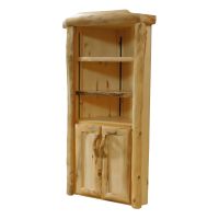 Beartooth Aspen Legacy Corner Log Cabinet - 39" - Log Front - Natural Panel & Natural Log.