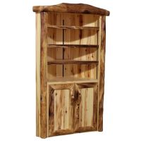 Beartooth Aspen Legacy Corner Log Cabinet - 39" - Half Log Front - Wild Panel & Natural Log