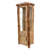 Beartooth Aspen Legacy Log Display Cabinet - 27" - Flat Fronts - Natural Panel & Gnarly Log - Hinge Left